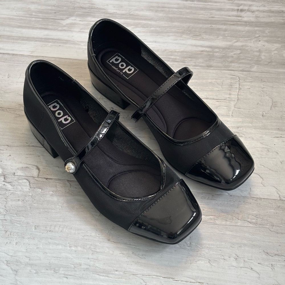pop Ludovica Black Mary Jane Shoes
Women’s Size 7. New Without Box.